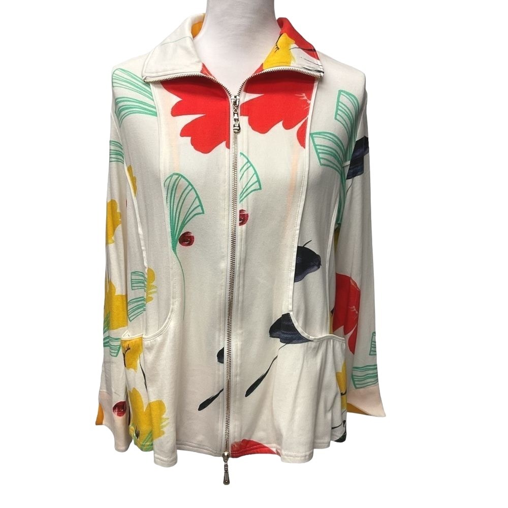 Berek Women's Ray of Sunshine Full Zip Jacket‎ Size L Multi Long Sleeve Pockets